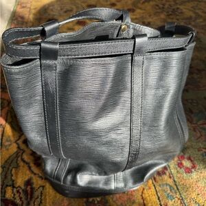 Chic Black “Épi” Leather Tote Bag